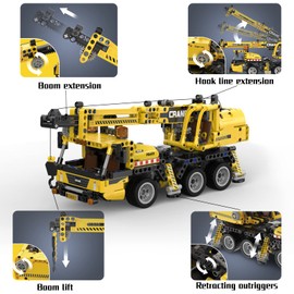 STEM Building Toys for 6 7 8 9 10 11 12 + Year Old Boys Gifts Crane Truck Model Building Kit,Educational Learning Toys Engineering Construction Set,Christmas Birthday Gifts for Kids and Adults 658Pcs