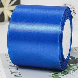 CC wonderland zone 4 Inch Royal Blue Satin Ribbon Rolls(100mm Wide x 22.86m Long) for Gift Wrapping,Crafting,Florist