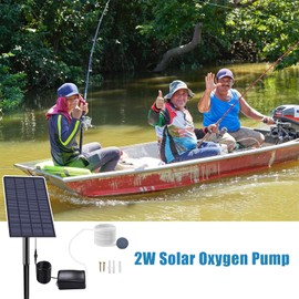 Andoer Andoer Solar Pond Oxygenator 2W Plug-in Solar Oxygen Pump Fish Tank Oxygenator Aquarium Oxygen Aerator Air Pump Fishing Aerator with Pipe Air Bubble Stones for Garden Fish Tank Outdoor Pool Pond