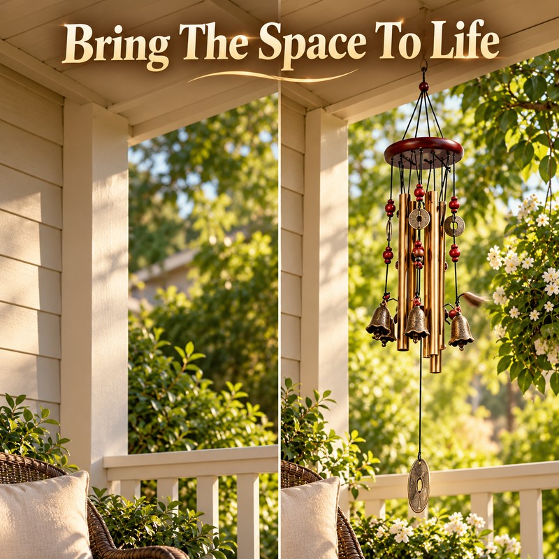 Large Metal Wind Chimes – Church Bell Style Hanging Wind