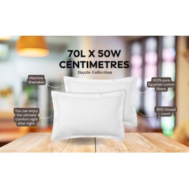 Dazzle Collection® 800 Thread Count 100% Pure Egyptian Cotton Super Soft Hotel Quality White Oxford Pair Of Pillowcase,