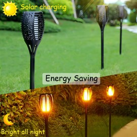 HAKSEIFA 4 Pack Outdoor Solar Flame Light,Solar Lights Outdoor for Garden Decorations with Flickering Flame,IP65 Waterproof Solar Powered Yard Lights Torch Light for Lawn Patio Pathway (Warm White)