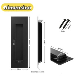 Aibeli 5.9 Inch Recessed Finger Flush Pulls for Pocket Door Closet Door, Black Sliding Barn Door Handle, Matte Black Stainless Steel Rectangular Door Pulls Hardware(2 Pack)