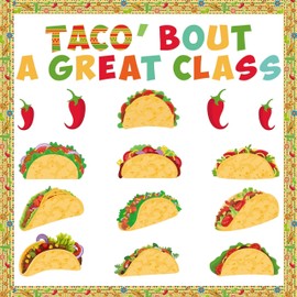 AsodSway Taco Nights Bulletin Board Cutouts 116P Mexican Taco Bout A Great Class Cutouts Classroom Decoration Trim Border Back to School Motivate Student to Study Hard Classroom Party Favors Supplies
