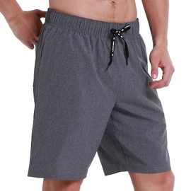 HOdo Mens Swim Trunks 9" Quick Dry Swim Shorts Bathing Suit (Large, Hemp Grey)