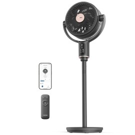 PELONIS Smart Pedestal Fan for Bedroom, Standing Fan, Dual Layed Blades (9+7 Blades), DC Motor, App/Alexa/Google, 150° + 135° Auto OminiFlow, 20dB, 9 Speeds, 26 ft/s, Remote, 9H Timer, Air Circulator