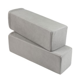 M Mute Touch 2 Pack Couch Arm Rest Pillow, 6''x6''x20'' Leatharie Waterproof Cover, High Density Foam Armrest Cushion, Removable & Washable Elbow Support for Sofa, Bed, and Armchair (Medium Grey)