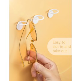 Oaque Sunglasses Organizer Wall Mounted Sunglasses Holder 6 Pack Hanging Eyeglass Holder (White with Adhesive)