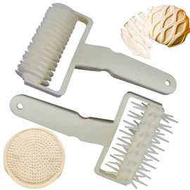 XiXiRan Plastic Grid Roller, 2 Pieces Pizza Dough Docker, Plastic Grid Cutter, Stick Roller Plastic, for Homemade Cookie Dough, Pizza Crust, Pastry Bakery (Roller + Roll Roller)
