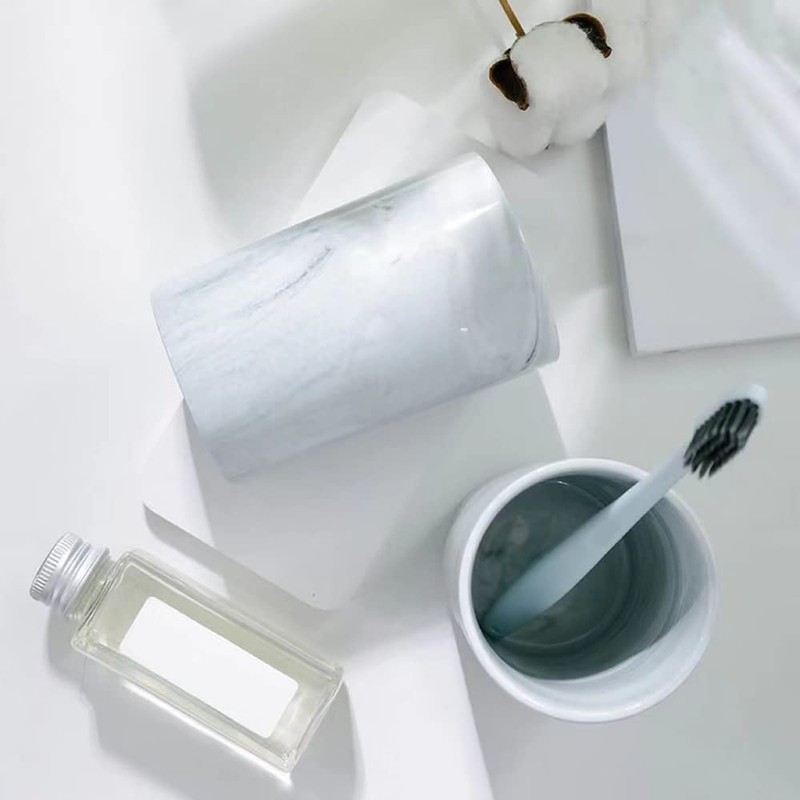 RabyLeo Marble ceramic mug, creative toothbrush holder, simple drinking cup.