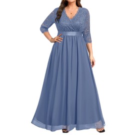 Mother of Bride Dress Plus Size Dusty Haze Blue Lace Formal Wedding Guest Evening Gown Long Bridesmaid Dress Women 2025