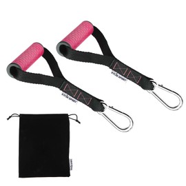 KYLIN SPORT Upgraded Cable Machine Attachments Resistance Bands Handles Grips Fitness Strap Stirrup Handle Cable Attachment Silicon Grip with Metal Carabiner Colorful Version (Rose)