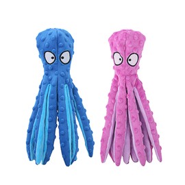 HGB Squeaky Dog Toys - Octopus No Stuffing Crinkle Plush Large Dog Toys to Keep Them Busy for Puppy Teething Chewing, Pet Supplies for Small, Medium, and Large Breeds, 2 Pack