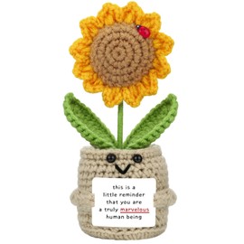 ailov Sunflower Gifts for Women - Thank You Appreciation Gift for Coworker Employee Teachers - Positive Crochet Flower Plush - Home Office Desk Decor (You are a Truly Marvelous Human Being)