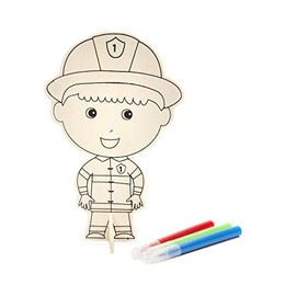 DARICE 9190-9954 Wood Clarin Firefight boy 3 Markers, Multicolor