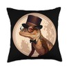 Monocle Wearing Lizard with Top Hat Design Throw Pillow