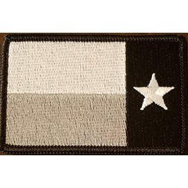 Texas State Left Reverse Flag Lone Star Embroidered Patch Fastener Backing Hook & Loop Morale Tactical Shoulder Emblem Black Border #8