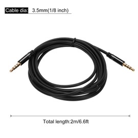 sourcing map 3.5mm TRRS Aux Cable Male to Male Auxiliary Audio HiFi Headphone Cord 6.6ft Nylon Braided for Phone Headphone Speaker Stereo Echo, Black