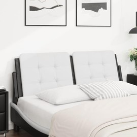 vidaXL White and Black Faux Leather Headboard Cushion - Wall-Hanging/Bed Frame Compatible, Foam-Filled Support Pillow
