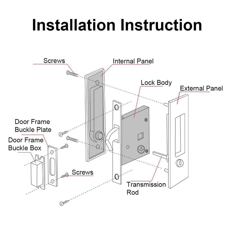 AcxdJnye 6.3” Privacy Pocket Door Lock Hardware with Key Double