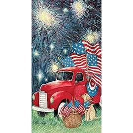 Patriotic Guest Towels - 32 CT | Decorative Paper Hand Towels for Kitchen & Bathroom Decor | Old Glory Truck Design
