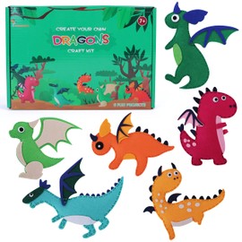 Hummingbird Crafts Sewing Kit for Kids Ages 8-12, Dragons DIY Craft Kits, Christmas Gift, Fun and Educational Sewing Kits for Kids, Sew Your Own Felt Animals