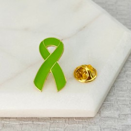 Lime Green Awareness Ribbon Pin Badge For Mental Health Lyme Disease Muscular Dystrophy Lymphoma (1 Pin)