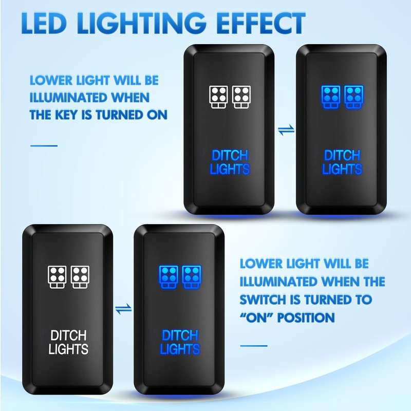 Nilight Ditch Lights Push Button Switch 12V ON Off Switch