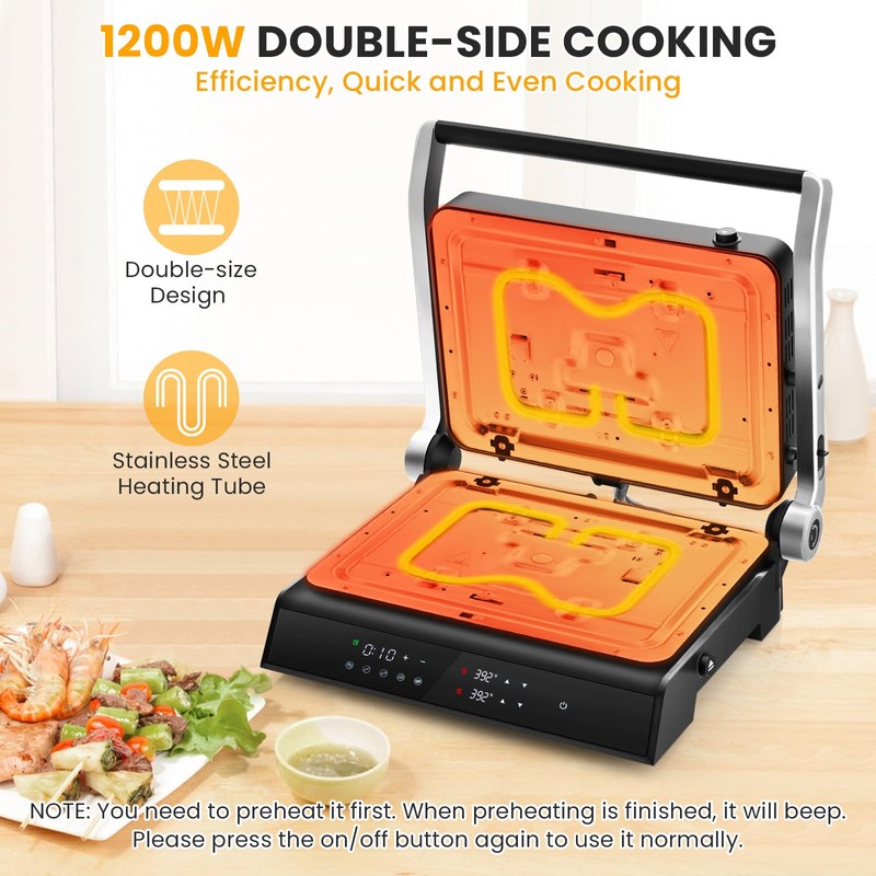 CHEFJOY Panini Grill Press Sandwich Maker, 3 In 1 Sandwich