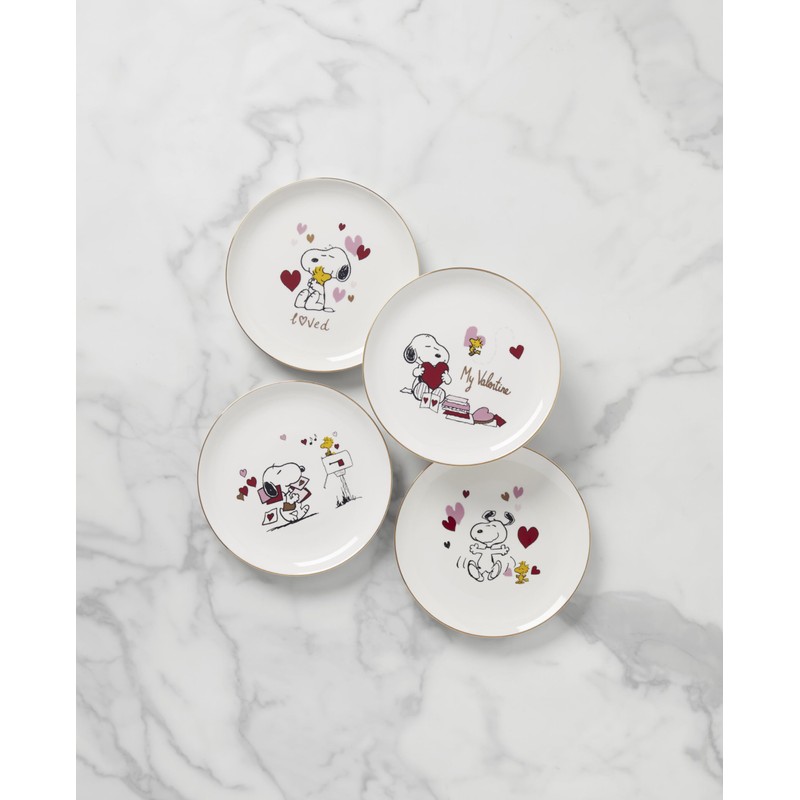 Lenox 897217 Snoopy Valentines Day Accent Plates, Set Of 4,