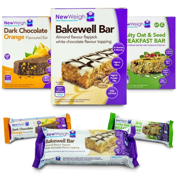 Bakewell Meal Replacement Protein Bars - High in Fibre Energy Snack Bar - Nutritional Diet Suitable for Vegetarians, (7 x 60g)