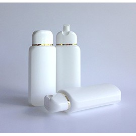 Kosmetex Oval Folding Bottles 200 ml Empty for Filling with Gel, Lotion, Shampoo, 3 x with Gold Edge