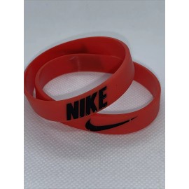 White Fashion Sports Wristbands Red with Black Letters. Set Of 2.
