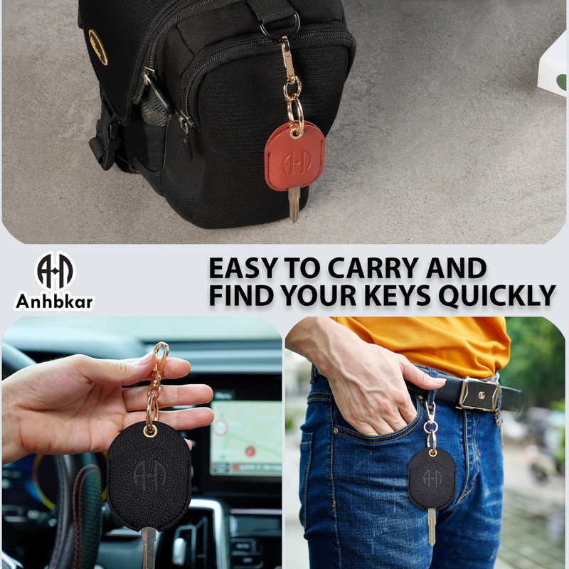 ANHBKAR Black Leather Key Cover for Broken Car Key Loop