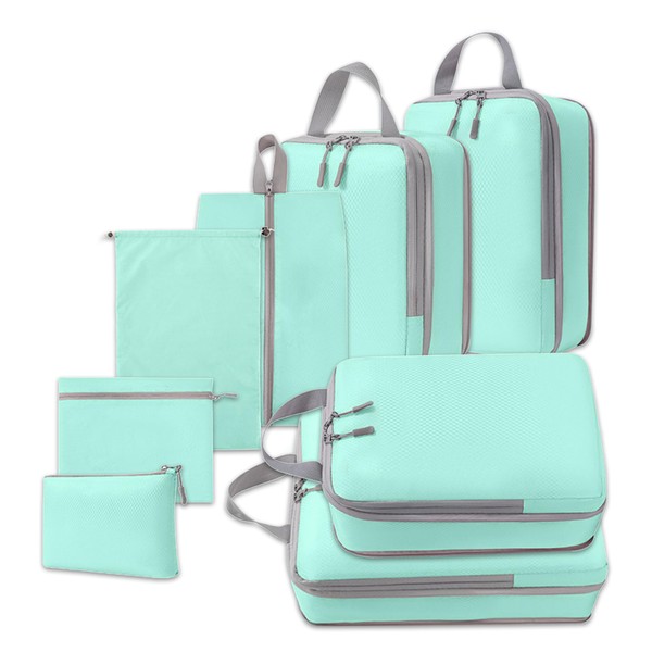 White Hawk 8-Pcs Compression Packing Cubes for Suitcases – Waterproof