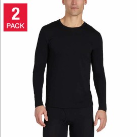 32 Degrees Mens 2 Pack X-Large Crew Neck Baselayer Shirts - Black