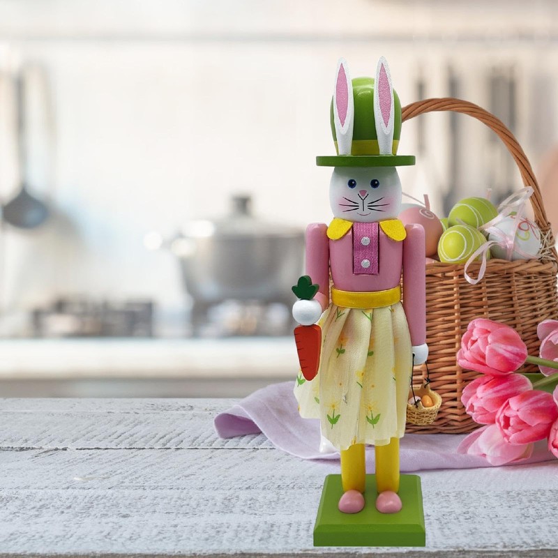 Perfeclan Easter Bunny Nutcracker Decor Nutcracker Figure, Traditional Rabbit Decoration