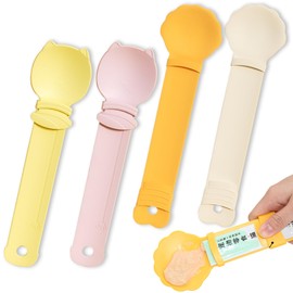 4 Pack Cat Strip Feeder Spoon Cat Wet Treats Dispense Spoon, Cat Stripe Squeeze Spoon, Pet Supplies Cat Food Spoon for Cat Liquid Snack Lickable Cat Feeding