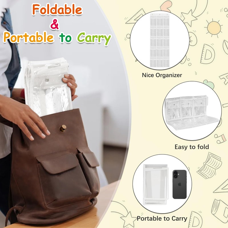 2 Pack Classroom Headphone Storage Organizer with 30 Pockets, PVC