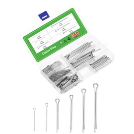 sourcing map 260Pcs 6 Sizes 304 Stainless Steel Cotter Pin Split Pin Assortment Kit, Split Cotter Fastener Clips for Household Appliances, Sports Equipment, Car Mechanics Repair (Silver)