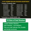 141 PCS O-Rings Rubber Seal Gasket Washers, 18 Sizes Fiber