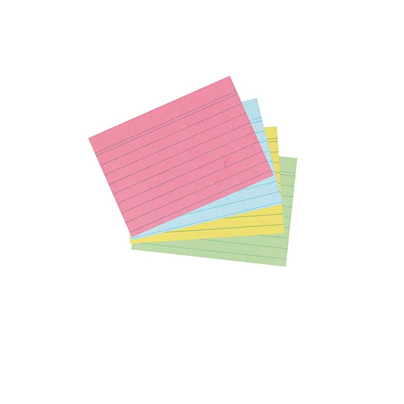 Herlitz 10836245 Index Cards A7 Ruled Assorted Colours Pack of