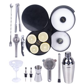 12Pcs Margarita Kit,Margarita Salt Rimmer Set,Includes Margarita Glasses (8.12oz),3-Tier Salt Rimmer,Shaker&Jigger,Strainer,Spoon,Ice Tongs,Liquor Pourers,Lemon Squeeze,Muddler,Bottle Opener