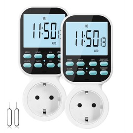 Digital Timer Socket with Countdown and Loop Mode, Maxcio Timer Socket with 20 Configurable Weekly Programs and Burglar-proof Random Function for Indoor Use (Pack of 2)