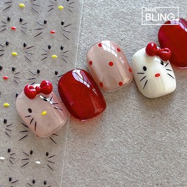 Cat face expression emoticon YT4828 embossed nail sticker / 고양이 페이스 표정 이모티콘 YT4828 엠보 네일스티커