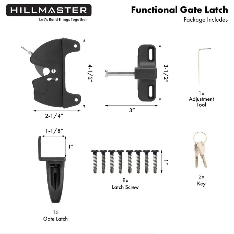 HILLMASTER Key Lockable 2 Sided Gate Latch Key,Self Locking Gate