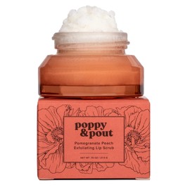 Poppy & Pout all natural Lip Scrub, Exfoliating Lip Treatment, In Hand-filled Recyclable Glass Jars, Cruelty Free (Pomegranate Peach)