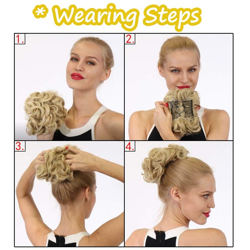 Silk-co Combs Hairpieces Hair Bun Scrunchy Scrunchie Updo Clip in