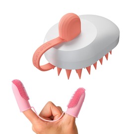 PPBond Mouse-Design Dog Bathing Brush & Double-Finger Toothbrush | Soft TPR+ABS | Soft & Flexible | Cleans, Massages & Removes Hair | Ideal for Dogs and Cats (pink)