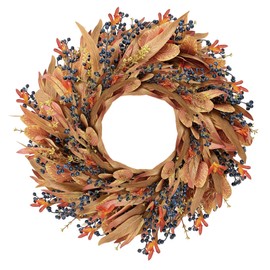 24" Fall Wreaths for Front Door, Fall Wreaths with Eucalyptus & Berries